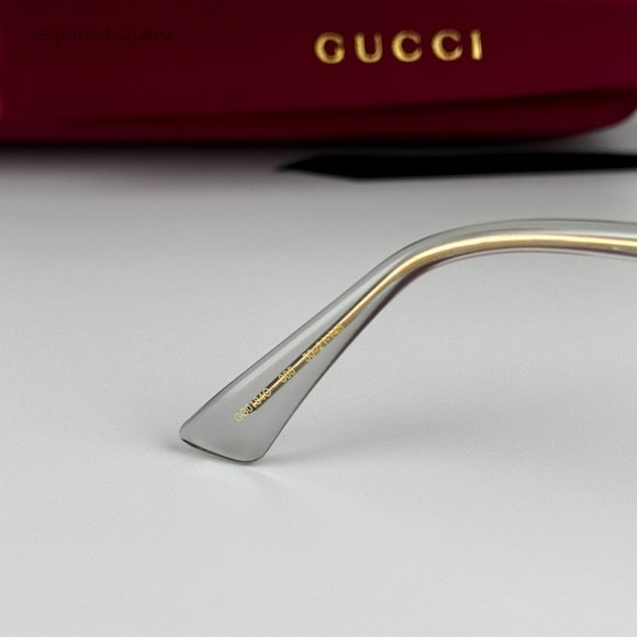 NEW Gucci GG0184O 005 Gray Clear Gold Square Unisex Eyeglasses - Picture 6 of 11